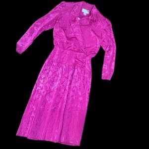 Vintage Nilani Pink Paisley Floral Pleated Dress